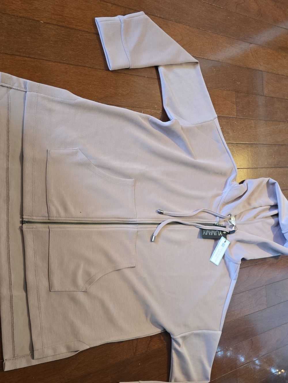 Cable & Gauge Yummy Studio Bi Level Lavender Zip-Front Hoodie Drawstring NEW M - Picture 4 of 11
